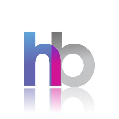Initial Letter HB Lowercase overlap Logo Blue, pink and grey, Modern and Simple Logo Design.