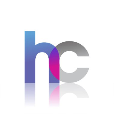 Initial Letter HC Lowercase overlap Logo Blue, pink and grey, Modern and Simple Logo Design.