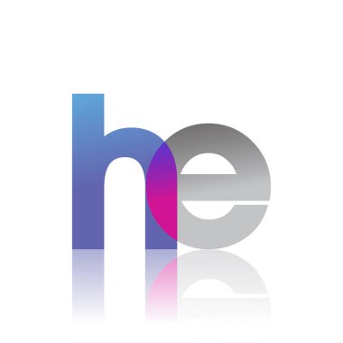 Initial Letter HE Lowercase overlap Logo Blue, pink and grey, Modern and Simple Logo Design.
