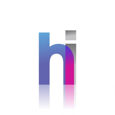 Initial Letter HI Lowercase overlap Logo Blue, pink and grey, Modern and Simple Logo Design.