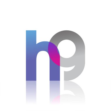 Initial Letter HG Lowercase overlap Logo Blue, pink and grey, Modern and Simple Logo Design.