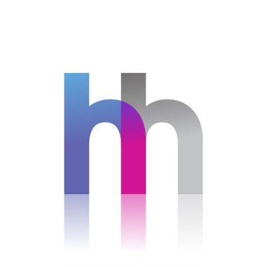 Initial Letter HH Lowercase overlap Logo Blue, pink and grey, Modern and Simple Logo Design.