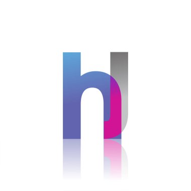 Initial Letter HJ Lowercase overlap Logo Blue, pink and grey, Modern and Simple Logo Design.