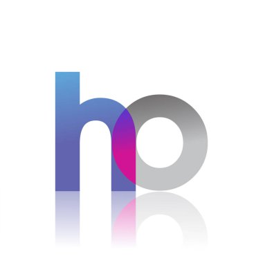 Initial Letter HO Lowercase overlap Logo Blue, pink and grey, Modern and Simple Logo Design.
