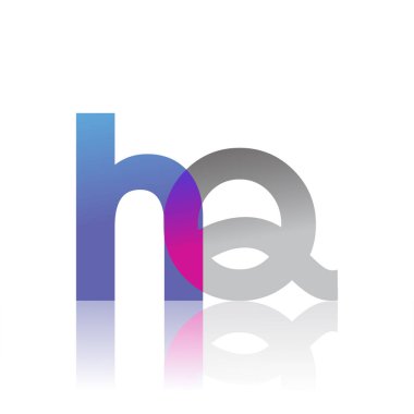 Initial Letter HQ Lowercase overlap Logo Blue, pink and grey, Modern and Simple Logo Design.