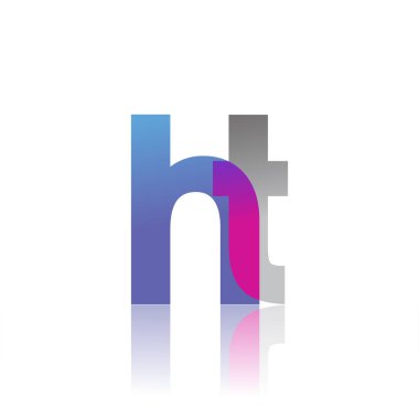 Initial Letter HT Lowercase overlap Logo Blue, pink and grey, Modern and Simple Logo Design.