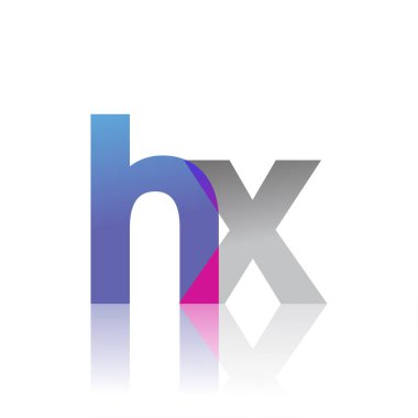 Initial Letter HX Lowercase overlap Logo Blue, pink and grey, Modern and Simple Logo Design.