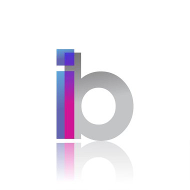Initial Letter IB Lowercase overlap Logo Blue, pink and grey, Modern and Simple Logo Design.