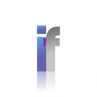 Initial Letter IF Lowercase overlap Logo Blue, pink and grey, Modern and Simple Logo Design.