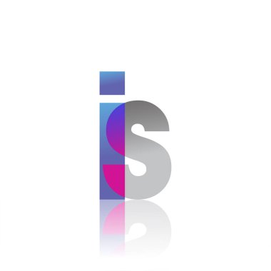 Initial Letter IS Lowercase overlap Logo Blue, pink and grey, Modern and Simple Logo Design.