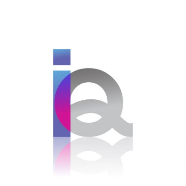 Initial Letter IQ Lowercase overlap Logo Blue, pink and grey, Modern and Simple Logo Design.