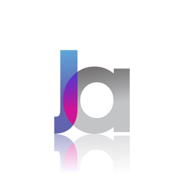 Initial Letter JA Lowercase overlap Logo Blue, pink and grey, Modern and Simple Logo Design.
