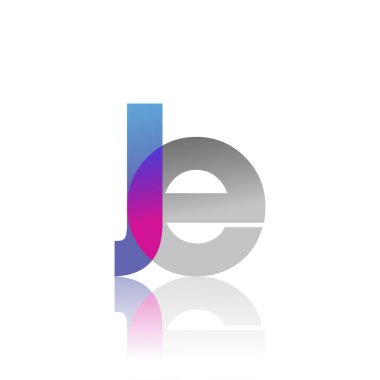 Initial Letter JE Lowercase overlap Logo Blue, pink and grey, Modern and Simple Logo Design.