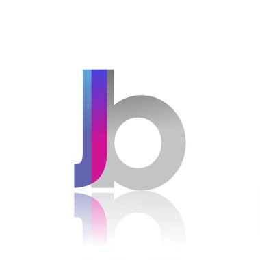 Initial Letter JB Lowercase overlap Logo Blue, pink and grey, Modern and Simple Logo Design.