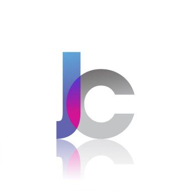 Initial Letter JC Lowercase overlap Logo Blue, pink and grey, Modern and Simple Logo Design.