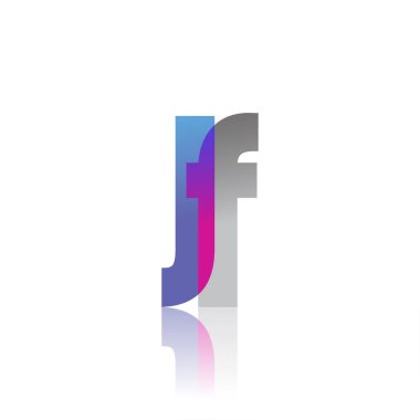 Initial Letter JF Lowercase overlap Logo Blue, pink and grey, Modern and Simple Logo Design.