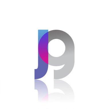 Initial Letter JG Lowercase overlap Logo Blue, pink and grey, Modern and Simple Logo Design.