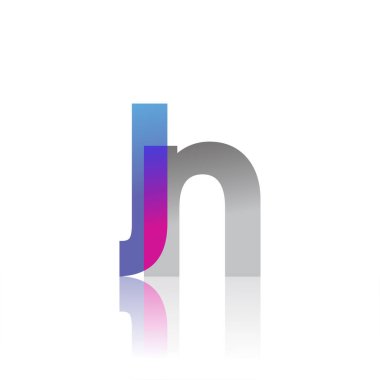 Initial Letter JN Lowercase overlap Logo Blue, pink and grey, Modern and Simple Logo Design.