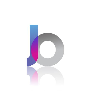 Initial Letter JO Lowercase overlap Logo Blue, pink and grey, Modern and Simple Logo Design.