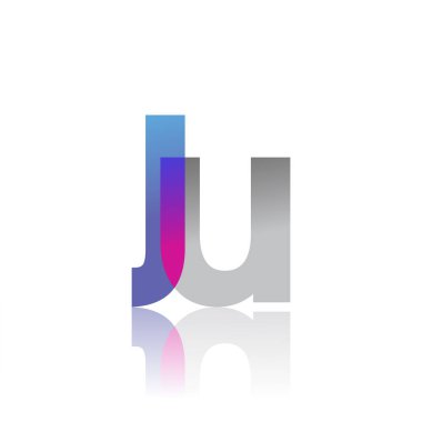 Initial Letter JU Lowercase overlap Logo Blue, pink and grey, Modern and Simple Logo Design.