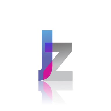 Initial Letter JZ Lowercase overlap Logo Blue, pink and grey, Modern and Simple Logo Design.