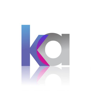 Initial Letter KA Lowercase overlap Logo Blue, pink and grey, Modern and Simple Logo Design.