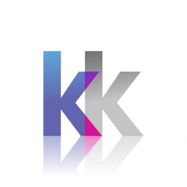 Initial Letter KK Lowercase overlap Logo Blue, pink and grey, Modern and Simple Logo Design.