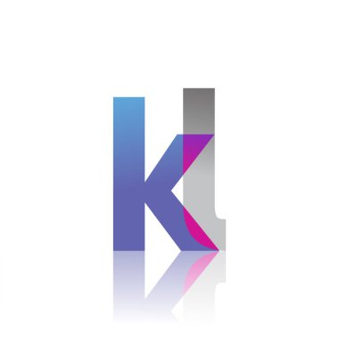 Initial Letter KL Lowercase overlap Logo Blue, pink and grey, Modern and Simple Logo Design.