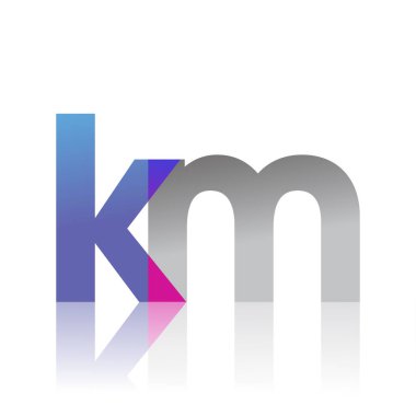 Initial Letter KM Lowercase overlap Logo Blue, pink and grey, Modern and Simple Logo Design.