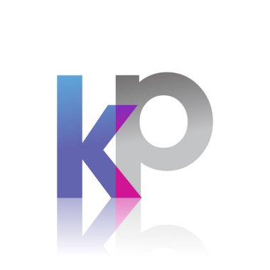 Initial Letter KP Lowercase overlap Logo Blue, pink and grey, Modern and Simple Logo Design.