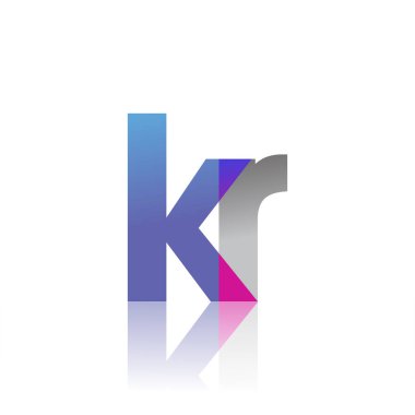 Initial Letter KR Lowercase overlap Logo Blue, pink and grey, Modern and Simple Logo Design.