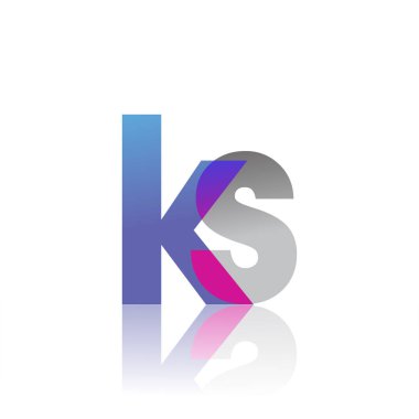 Initial Letter KS Lowercase overlap Logo Blue, pink and grey, Modern and Simple Logo Design.