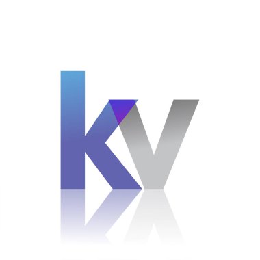 Initial Letter KV Lowercase overlap Logo Blue, pink and grey, Modern and Simple Logo Design.
