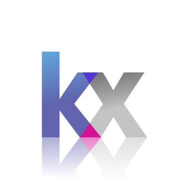 Initial Letter KX Lowercase overlap Logo Blue, pink and grey, Modern and Simple Logo Design.