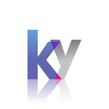 Initial Letter KY Lowercase overlap Logo Blue, pink and grey, Modern and Simple Logo Design.