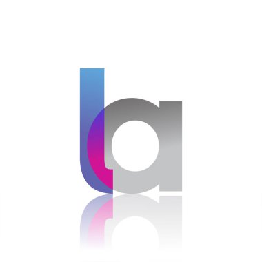 Initial Letter LA Lowercase overlap Logo Blue, pink and grey, Modern and Simple Logo Design.