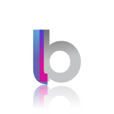Initial Letter LB Lowercase overlap Logo Blue, pink and grey, Modern and Simple Logo Design.