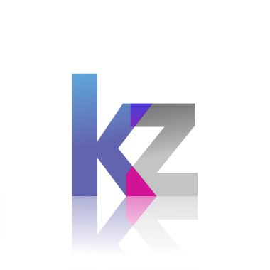 Initial Letter KZ Lowercase overlap Logo Blue, pink and grey, Modern and Simple Logo Design.