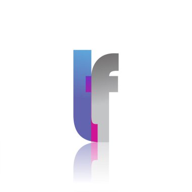 Initial Letter LF Lowercase overlap Logo Blue, pink and grey, Modern and Simple Logo Design.