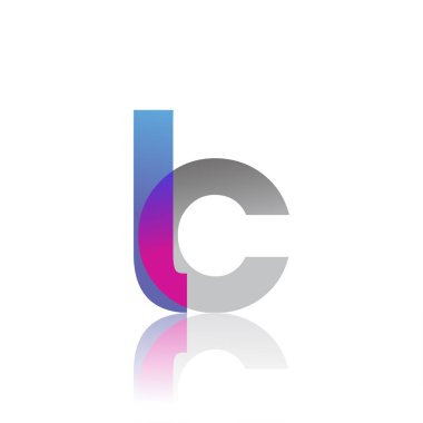 Initial Letter LC Lowercase overlap Logo Blue, pink and grey, Modern and Simple Logo Design.