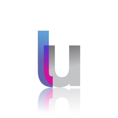 Initial Letter LU Lowercase overlap Logo Blue, pink and grey, Modern and Simple Logo Design.
