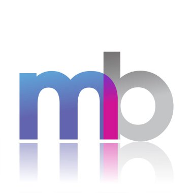 Initial Letter MB Lowercase overlap Logo Blue, pink and grey, Modern and Simple Logo Design.