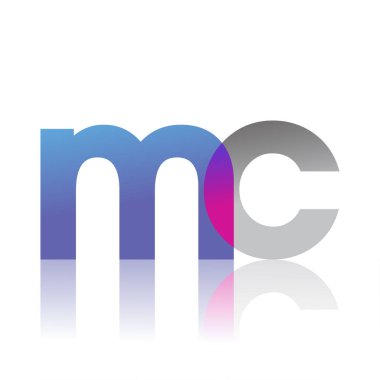 Initial Letter MC Lowercase overlap Logo Blue, pink and grey, Modern and Simple Logo Design.