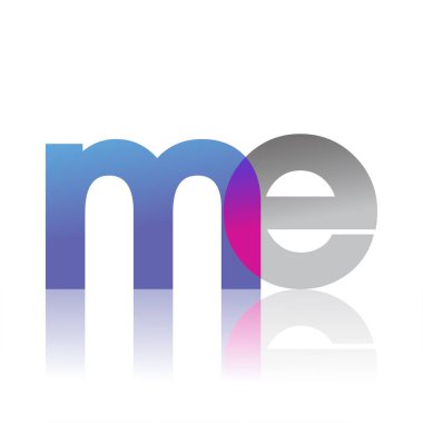 Initial Letter ME Lowercase overlap Logo Blue, pink and grey, Modern and Simple Logo Design.