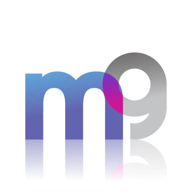 Initial Letter MG Lowercase overlap Logo Blue, pink and grey, Modern and Simple Logo Design.