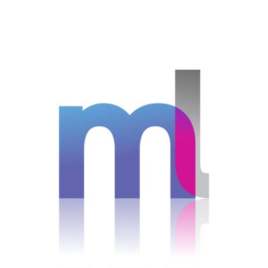 Initial Letter ML Lowercase overlap Logo Blue, pink and grey, Modern and Simple Logo Design.