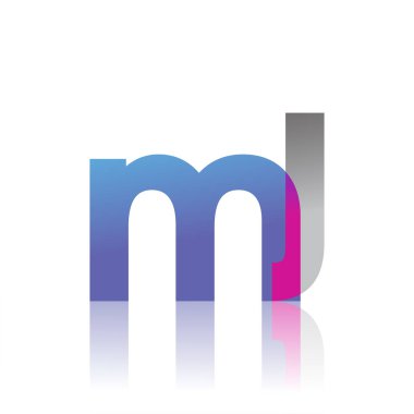 Initial Letter MJ Lowercase overlap Logo Blue, pink and grey, Modern and Simple Logo Design.