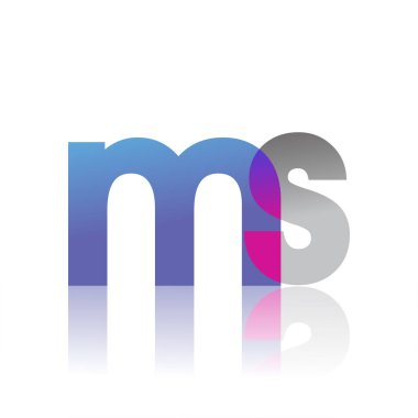 Initial Letter MS Lowercase overlap Logo Blue, pink and grey, Modern and Simple Logo Design.