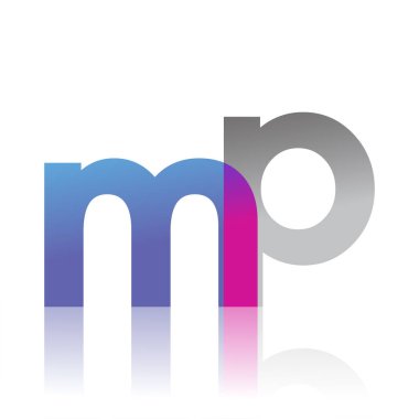 Initial Letter MP Lowercase overlap Logo Blue, pink and grey, Modern and Simple Logo Design.