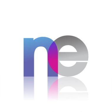 Initial Letter NE Lowercase overlap Logo Blue, pink and grey, Modern and Simple Logo Design.